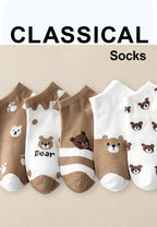 Polyester Blend Cartoon Pattern Low Tube Casual Socks