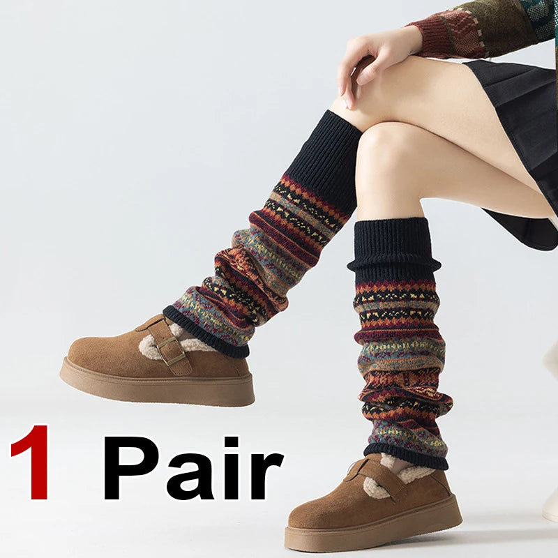 Polyester Bohemian Striped Leg Warmers - 12