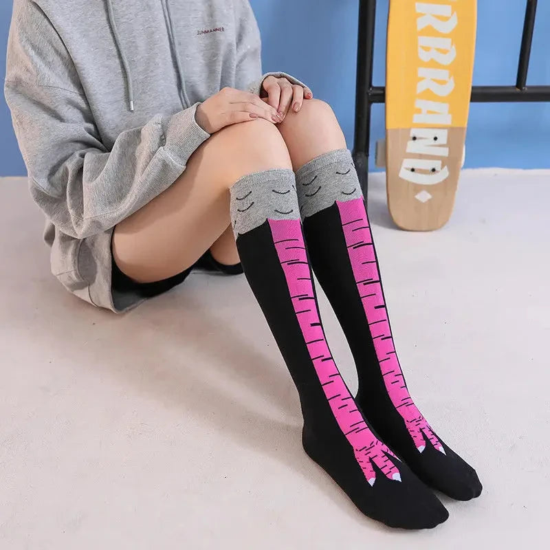 Polyester Nylon Over Knee Animal Print Stockings
