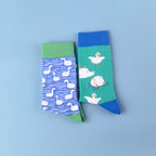 Cotton Blend Mid Calf Duck Pattern Casual Socks