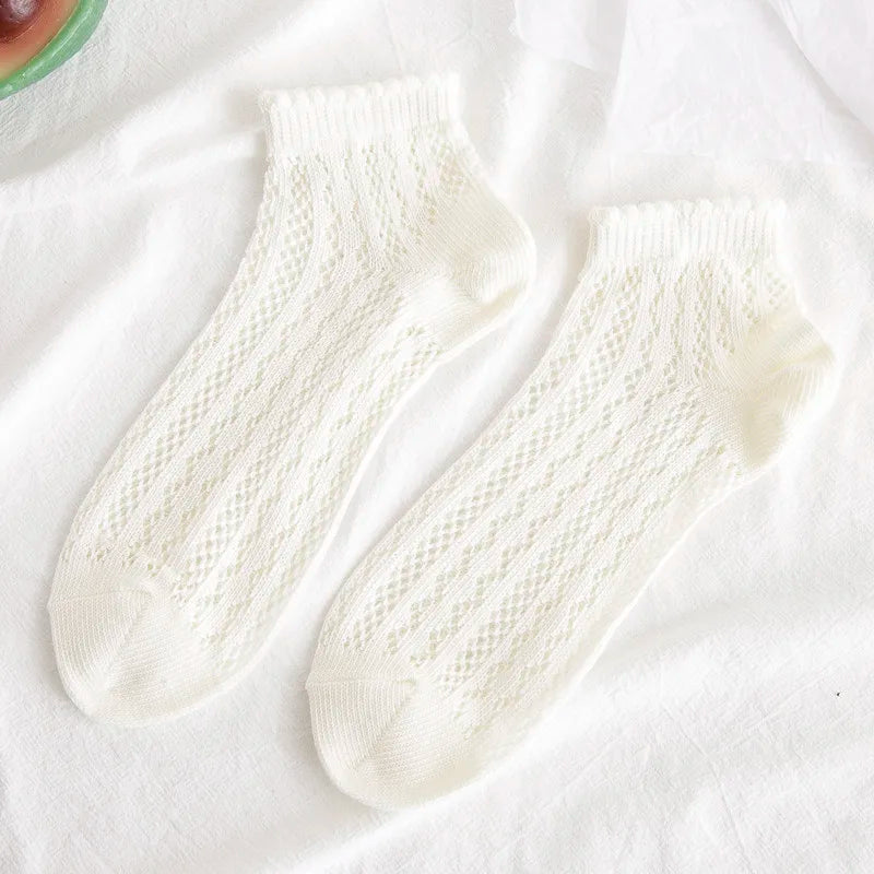 Cotton Polyester Mesh Ankle Socks for Women
