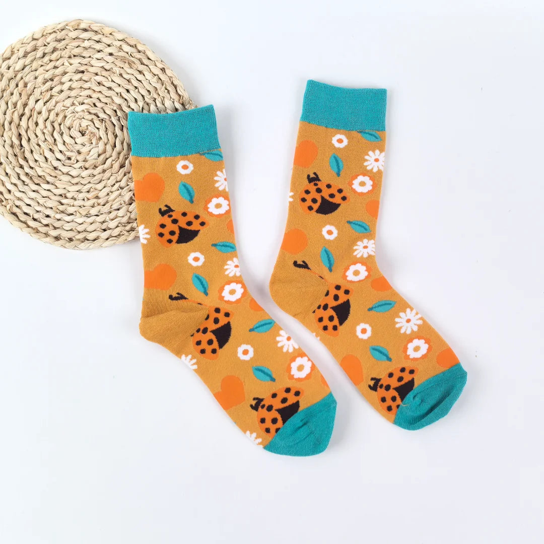 Cotton Blend Animal Pattern Mid Calf Socks for Women - 11