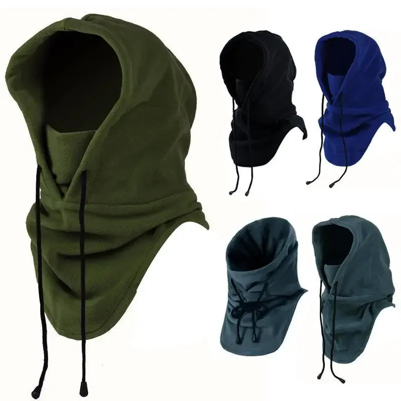 Cotton Polyester Fleece Thermal Hooded Neck Warmer Winter Hat - 1