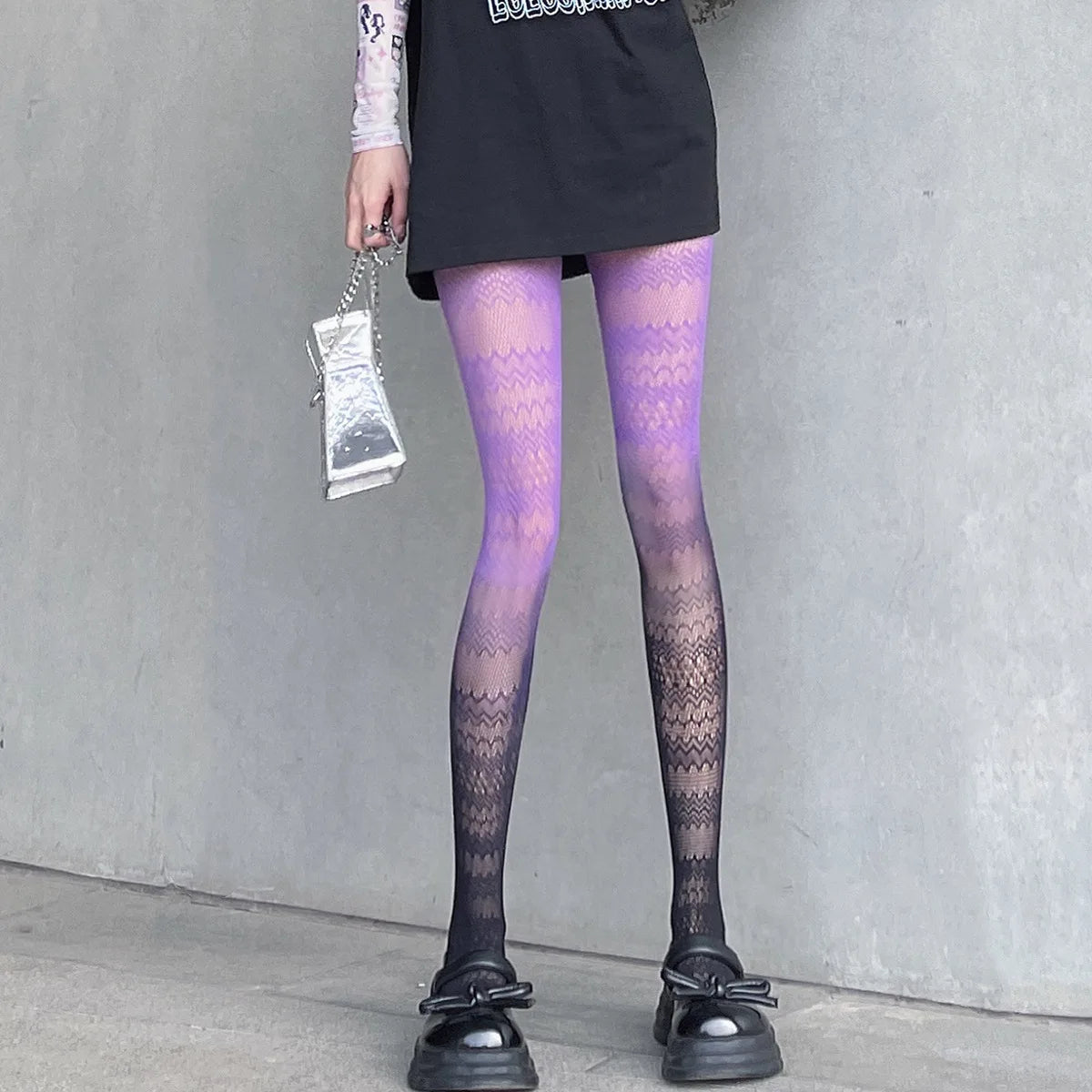 Gradient Pattern Polyester Nylon Tights - 10