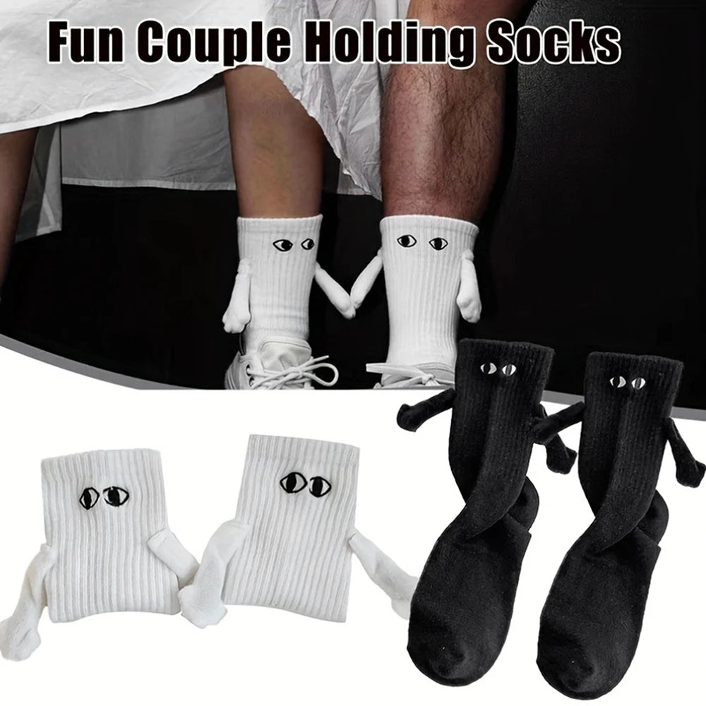 Magnetic Cartoon Eye Mid Tube Couple Socks - 6