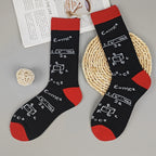 Polyester Elastane Science Equation Print Mid Calf Socks