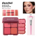 4 Color Matte Powder Blush Palette with Makeup Brush