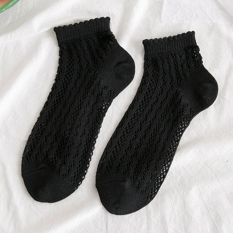 Cotton Polyester Mesh Ankle Socks for Women - 18