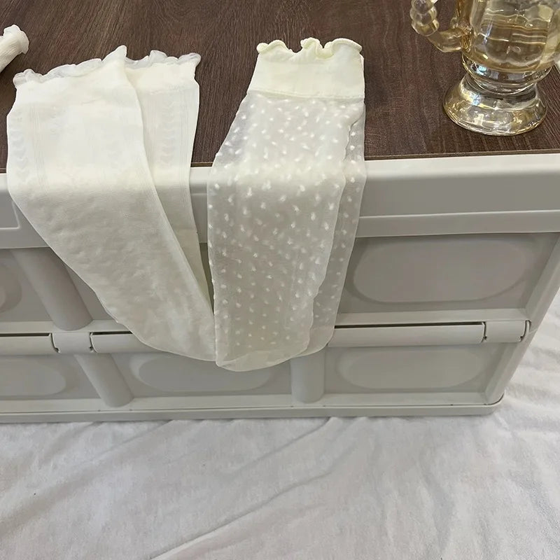 Polyester Elastane Lace Mid Tube Socks