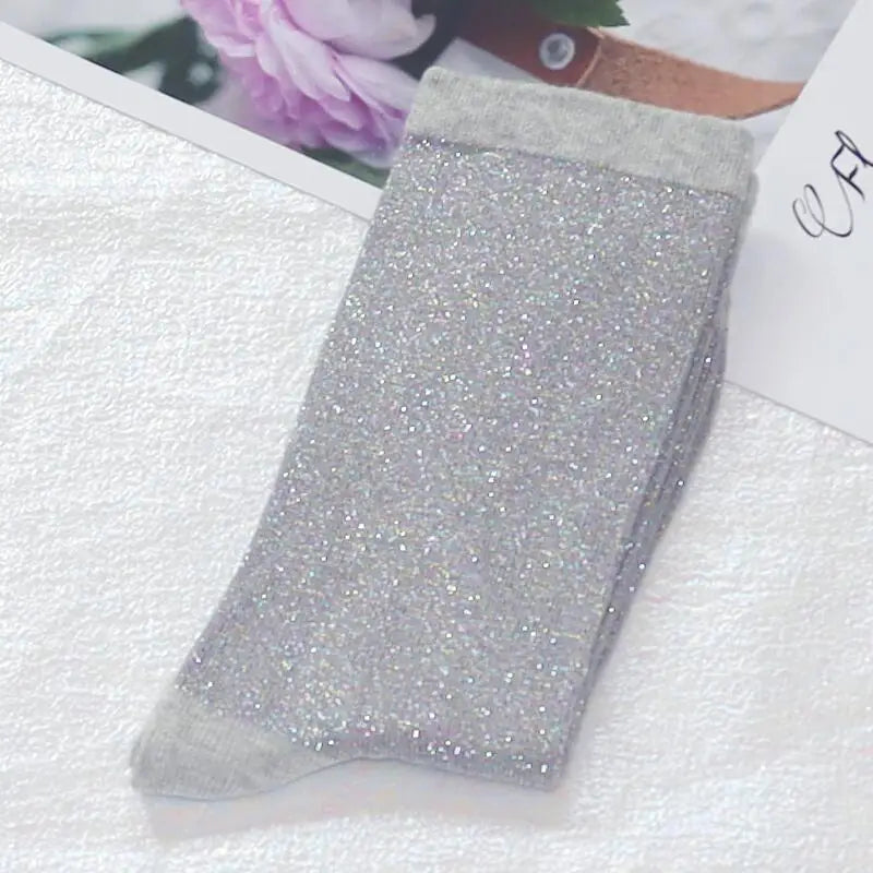Metallic Knit Women Casual Socks - 46