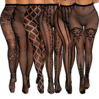 Floral Pattern Nylon Mesh Pantyhose One Size