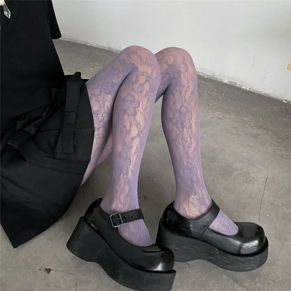 Floral Pattern Nylon Pantyhose Tights