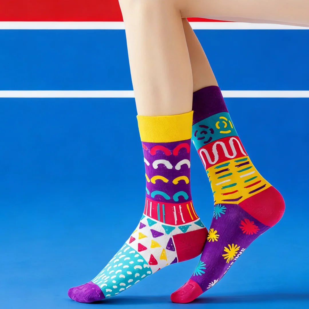Cotton Blend Geometric Patterned Mid Tube Womens Socks - 1