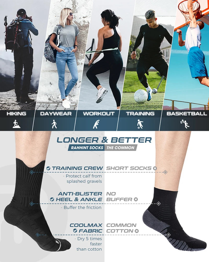 Nylon Spandex Crew Sports Socks for Men