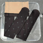 Thick Velvet Lined Thermal Pantyhose With Heart Pattern