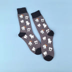 Polyester Spandex Tooth Pattern Crew Socks