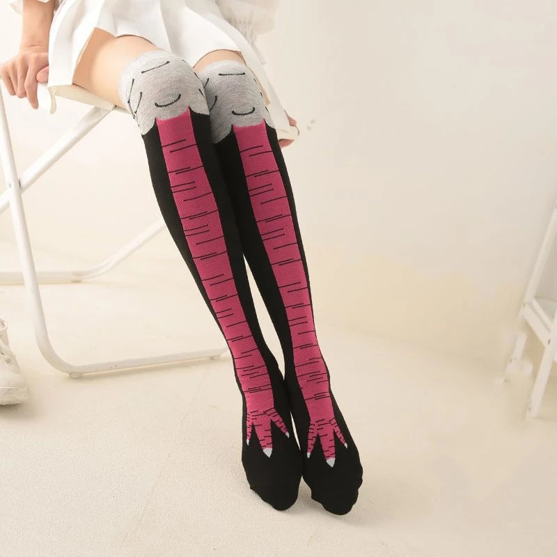 Polyester Nylon Over Knee Animal Print Stockings