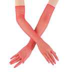 Polyester Elastane Mesh Rhinestone Long Gloves