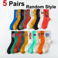 Cotton Blend Letter Printed Mid Tube Casual Crew Socks