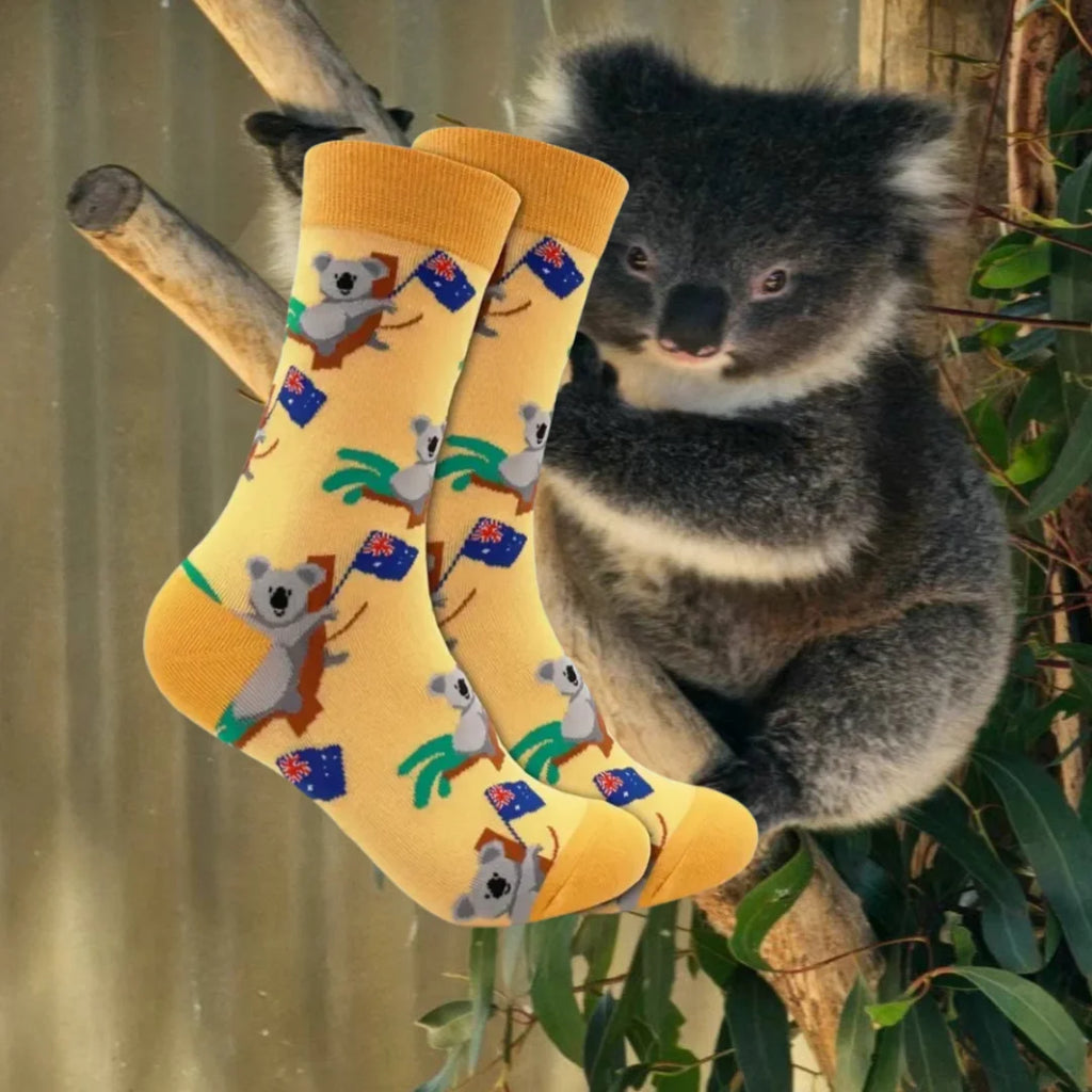 Cotton Blend Koala Pattern Mid Calf Casual Socks