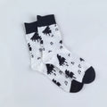 Cotton Blend Mid Calf Music Print Casual Socks