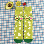 Cotton Blend Avocado Print Mid Calf Socks