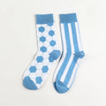 Cotton Blend Mid Calf Geometric Striped Socks