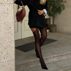 Nylon Asymmetric Cutout High Waist Pantyhose Tights