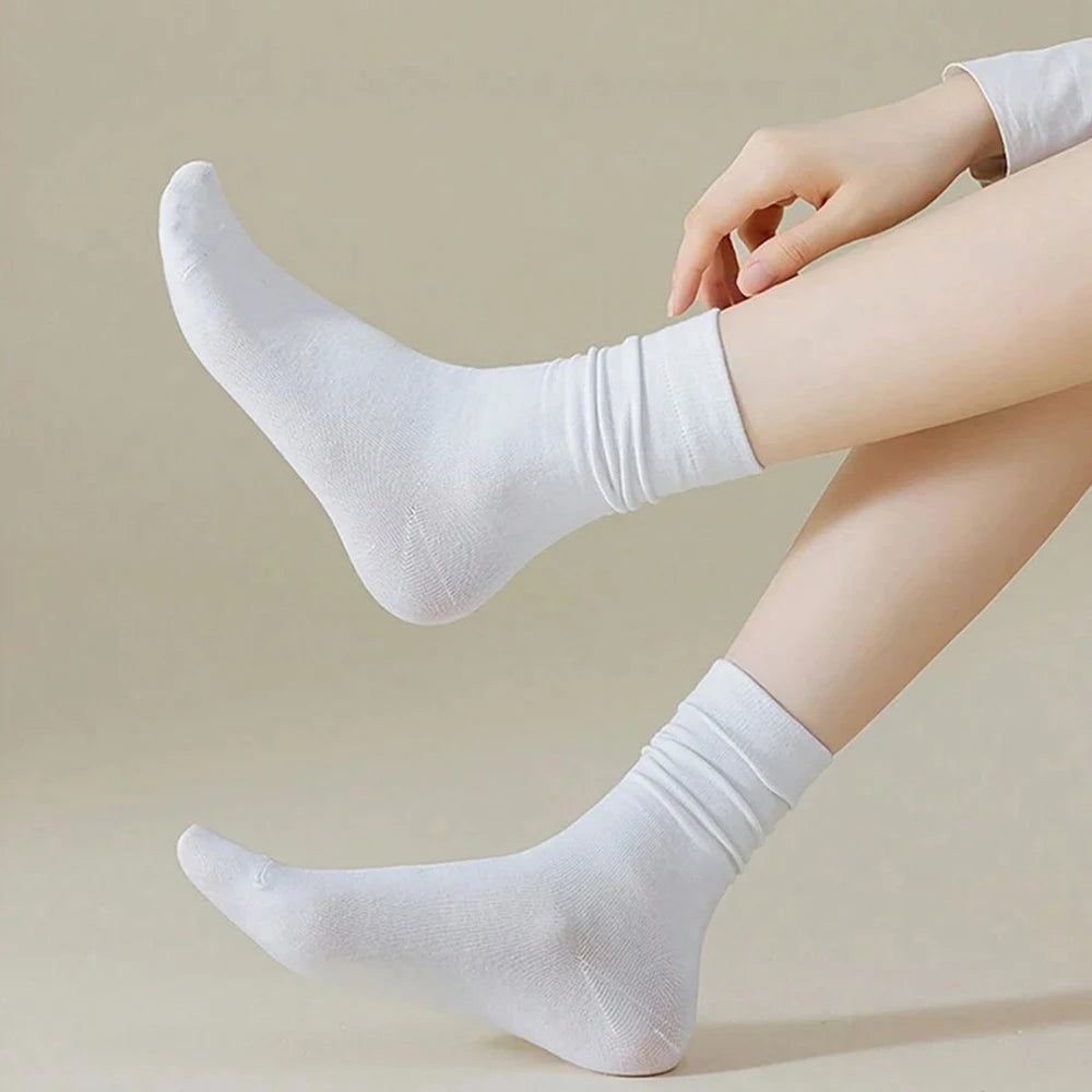 7 Pairs Womens Polyester Spandex Mid Tube Casual Socks