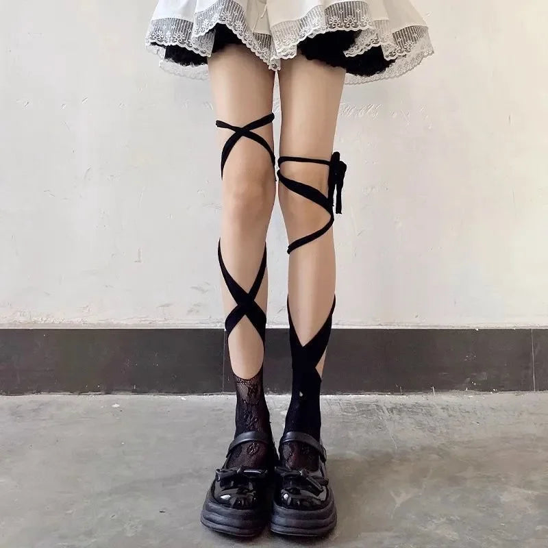 Nylon Fishnet Split Toe Calf Socks