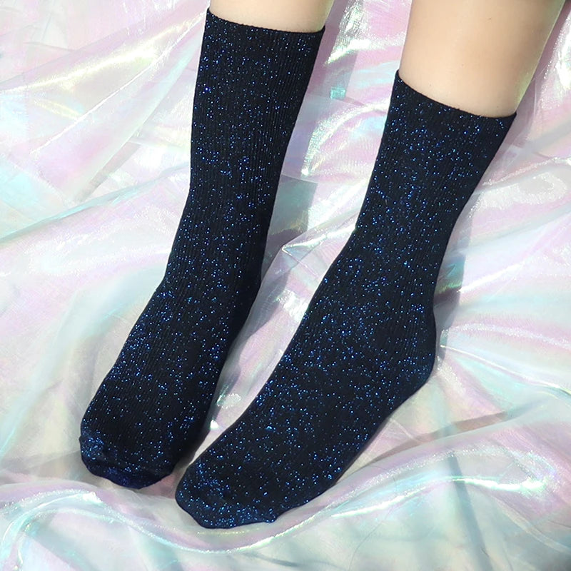 Cotton Blend Glitter Mid Tube Socks 3 Pairs - 17