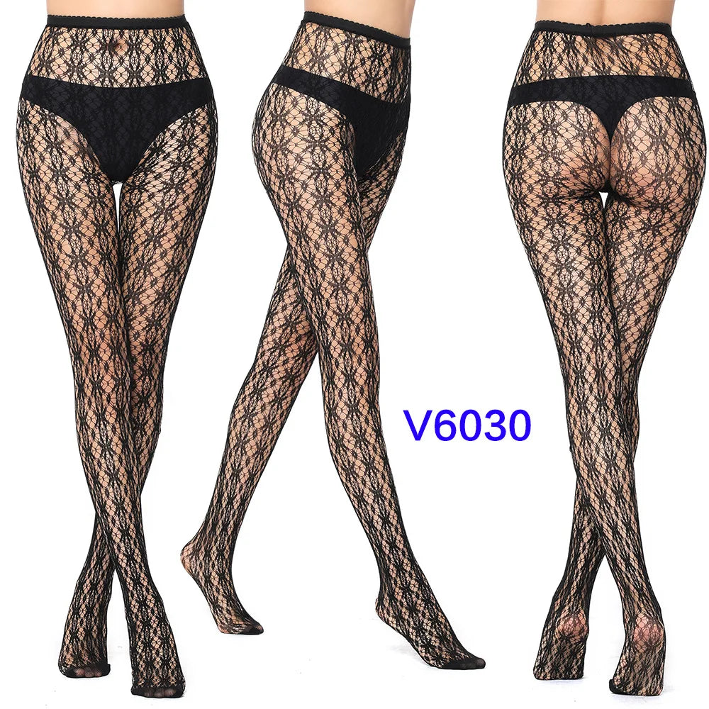 Nylon Spandex Jacquard Patterned Fishnet Pantyhose Tights