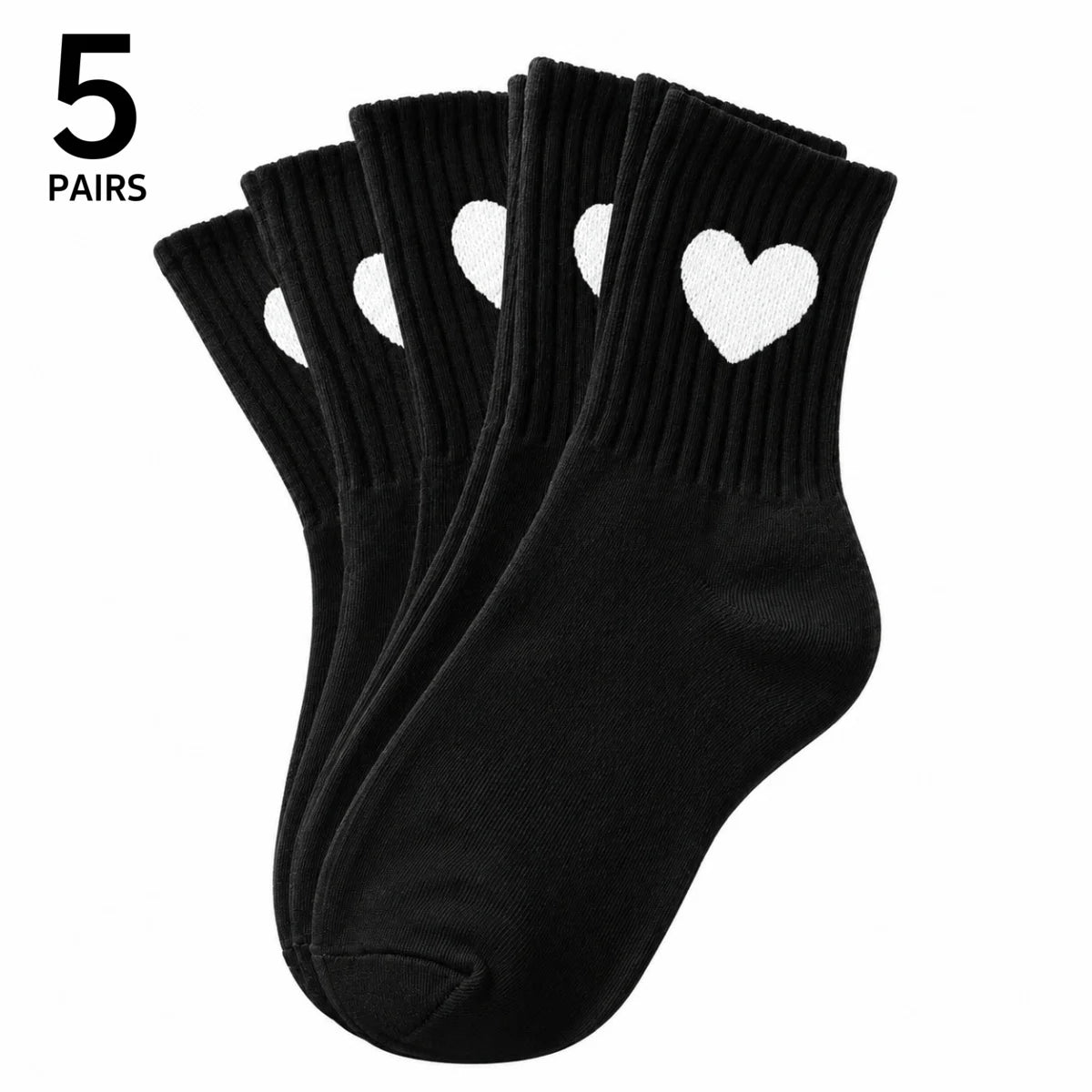 Polyester Elastane Mid Calf Heart Pattern Socks - 8