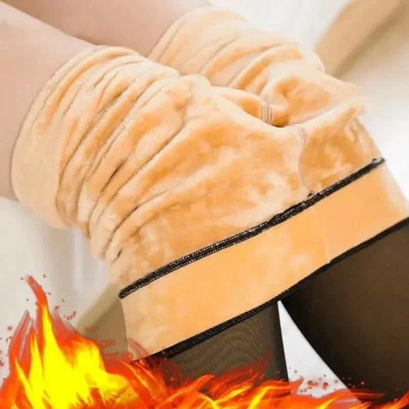 Nylon Elastane Fleece Lined Thermal Tights for Women