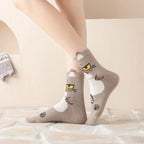 Polyester Elastane Animal Pattern Crew Socks Five Pairs