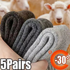 Thick Wool Blend Thermal Crew Socks 5 Pair Set