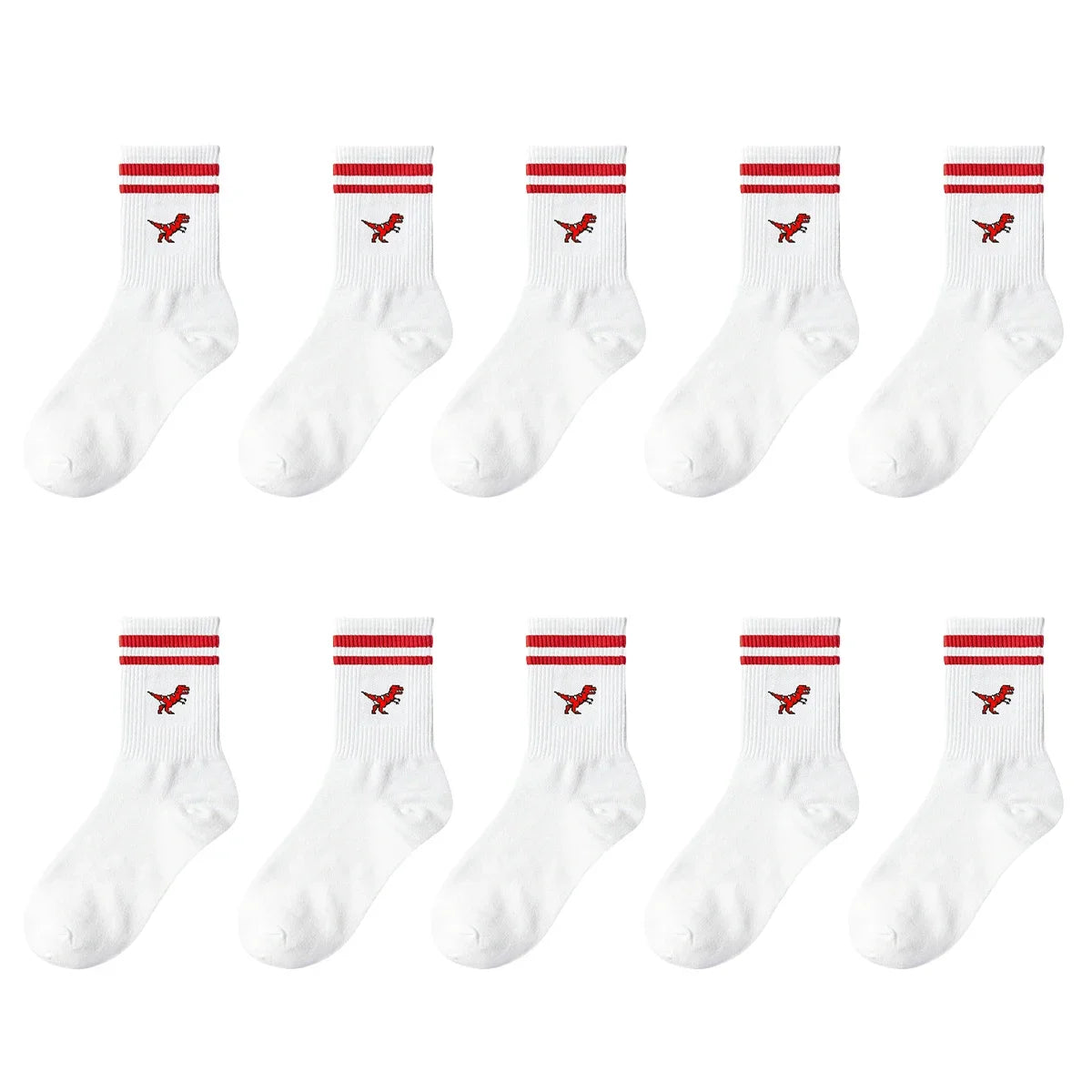 Polyester Elastane Dinosaur Pattern Crew Socks - 11