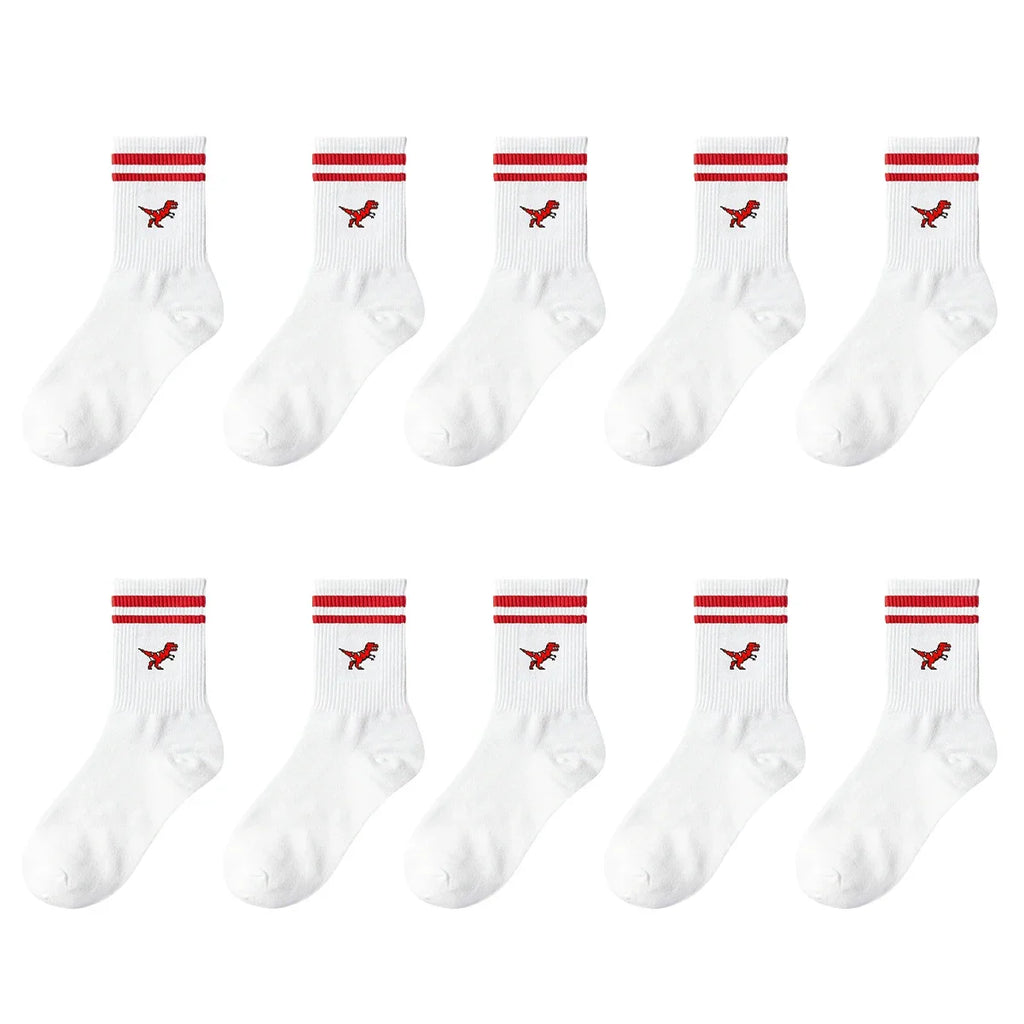 Polyester Elastane Dinosaur Pattern Crew Socks
