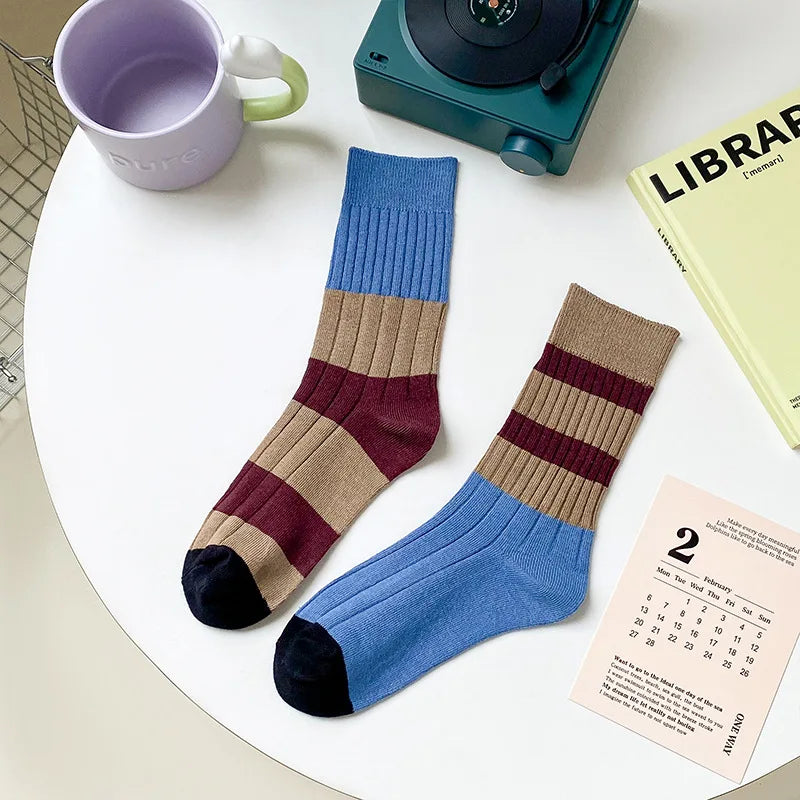 Striped Cotton Middle Tube Casual Socks