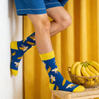 Cotton Blend Banana Print Crew Socks