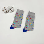Cotton Blend Fish Pattern Crew Socks