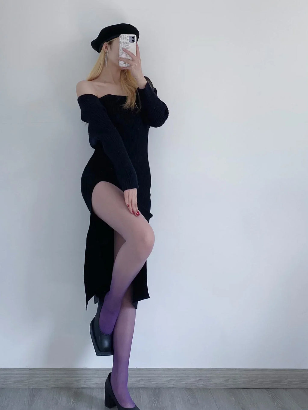 Gradient Nylon Core Yarn Pantyhose Stockings