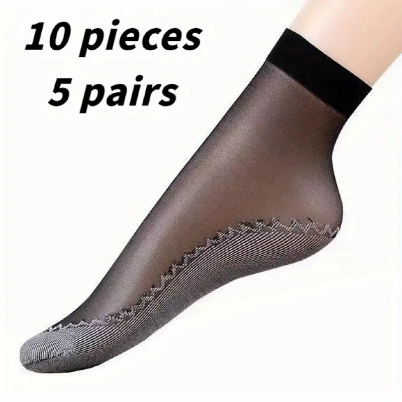 Cotton Nylon Low Tube Casual Socks 5 Pair Set