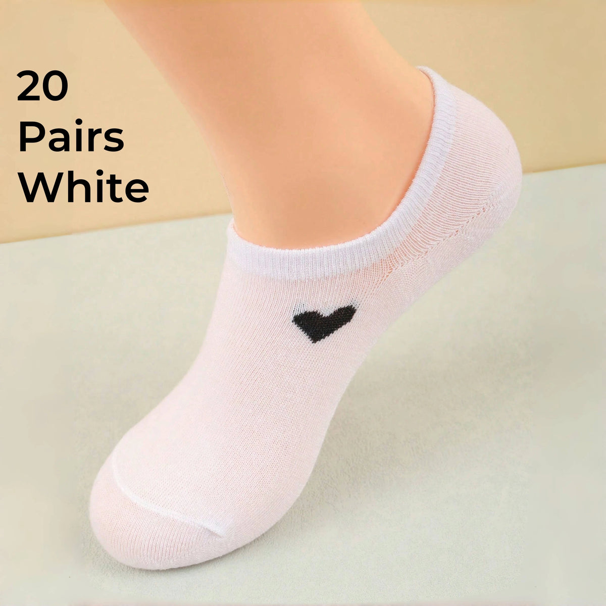 Polyester Elastane Low Cut No Show Heart Pattern Socks