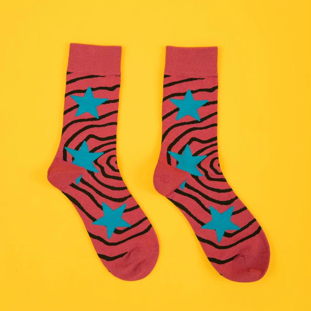 Cotton Blend Star Pattern Crew Socks