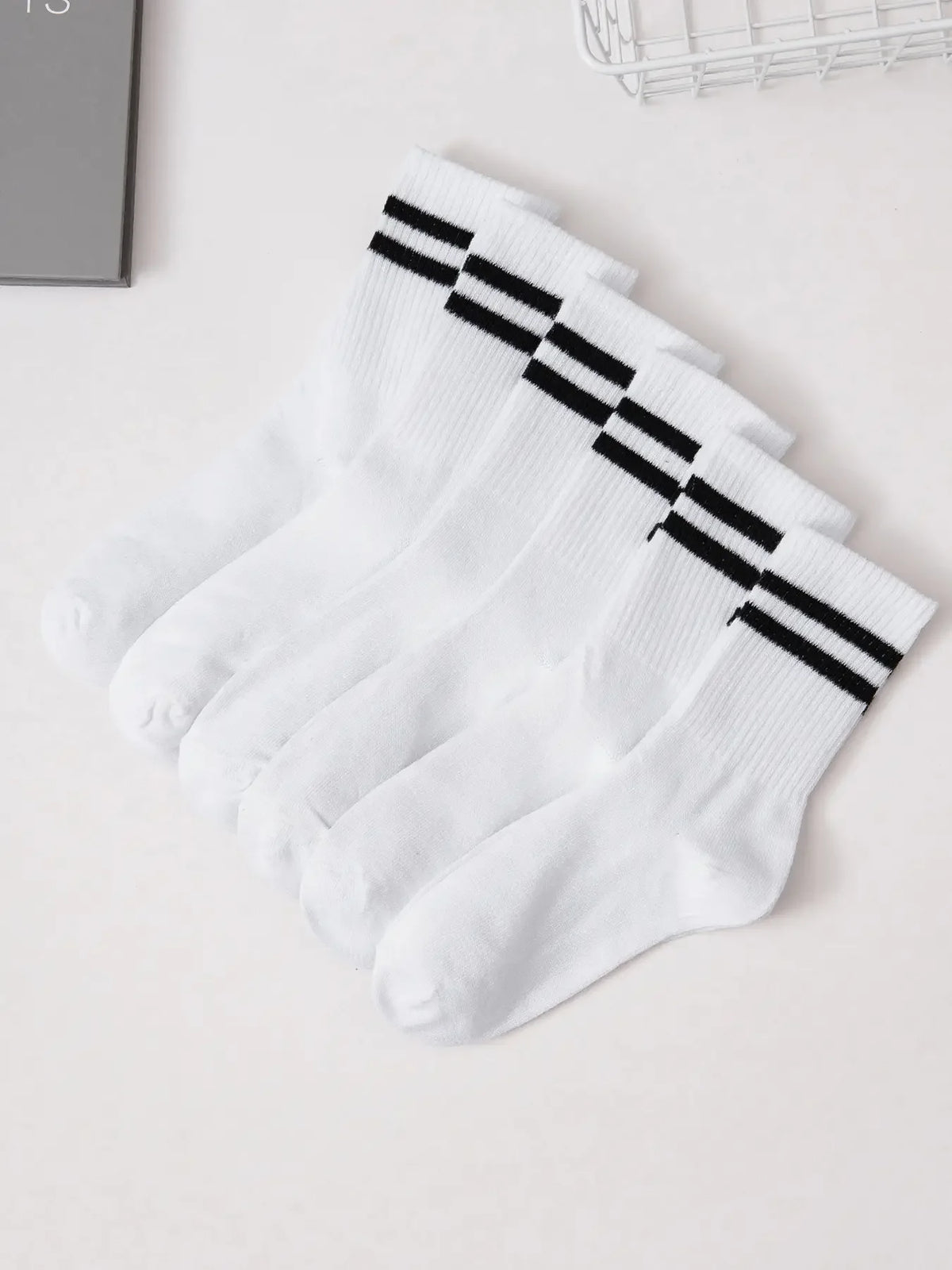 6 Pairs Polyester Elastane Crew Socks For Men