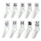 Polyester Spandex Graffiti Crew Socks