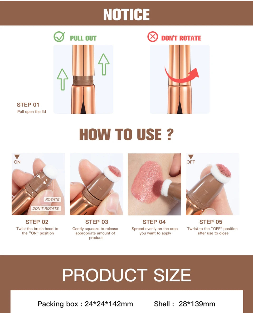 Liquid Face Contour Highlighter and Blush Wand Makeup Applicator