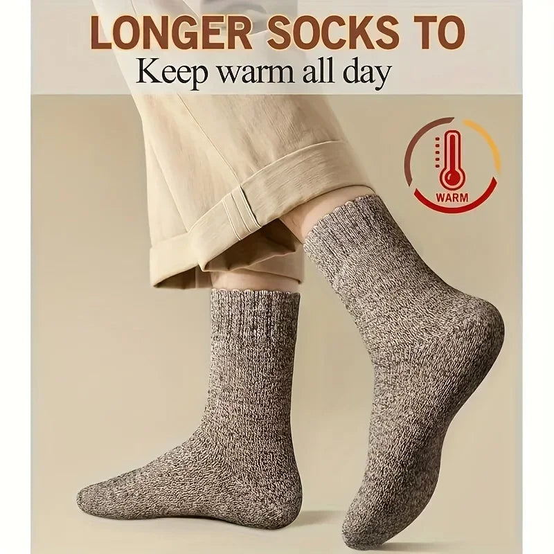 Polyester Elastane Knit Mid Calf Thermal Socks for Men
