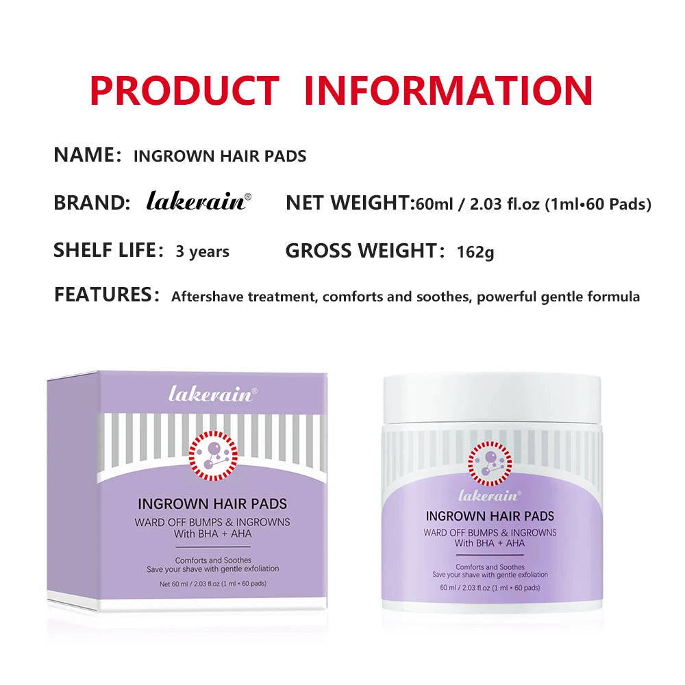 Ingrown Hair Treatment Cotton Pads for Razor Bumps and Exfoliation